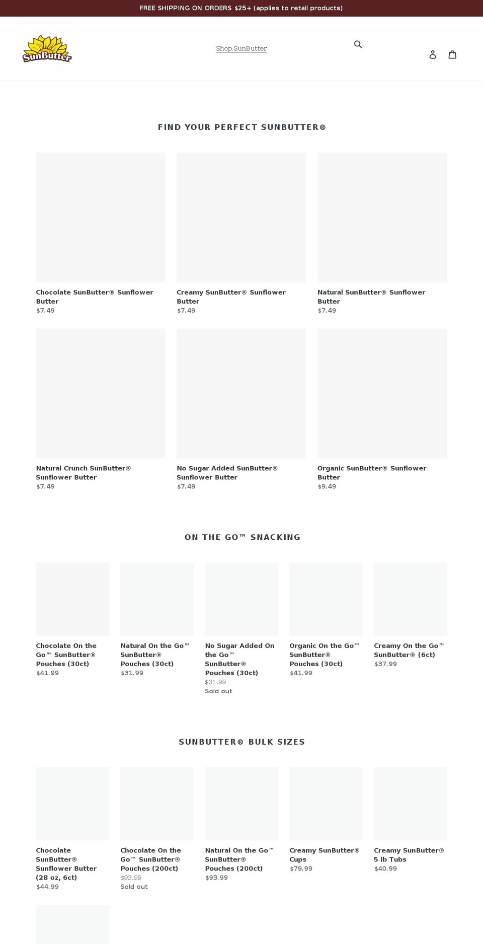 sunbutterdirect.com shopify website screenshot
