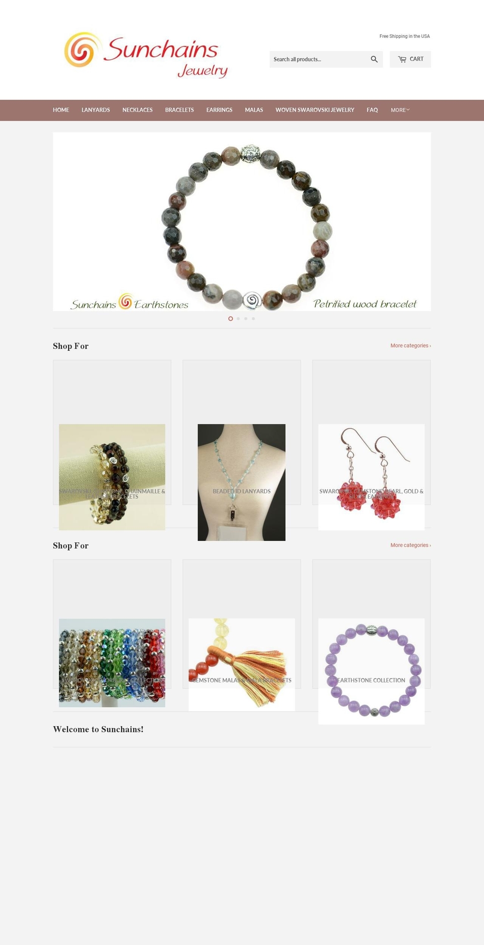 sunchainsstore.com shopify website screenshot