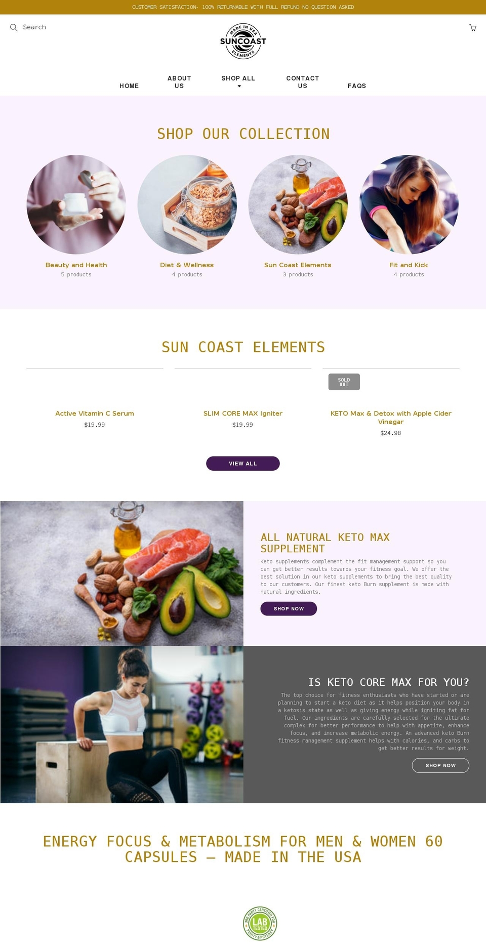 suncoastelements.com shopify website screenshot