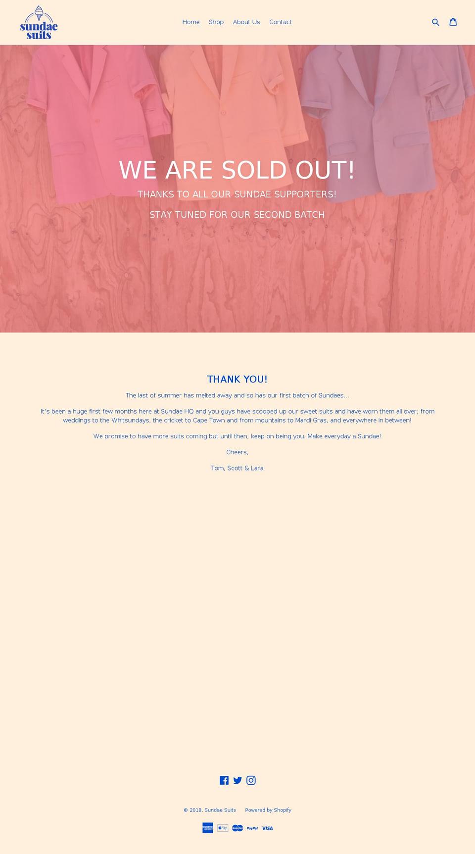 sundaesuits.com — Shopify storefront screenshot