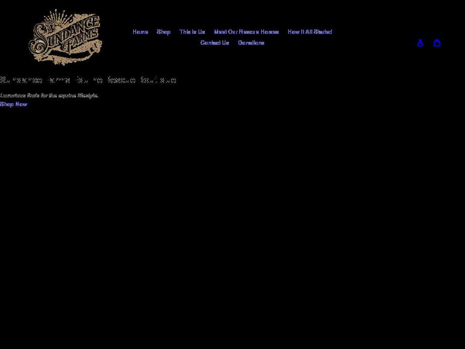 sundancefarmsequinerescue.com shopify website screenshot