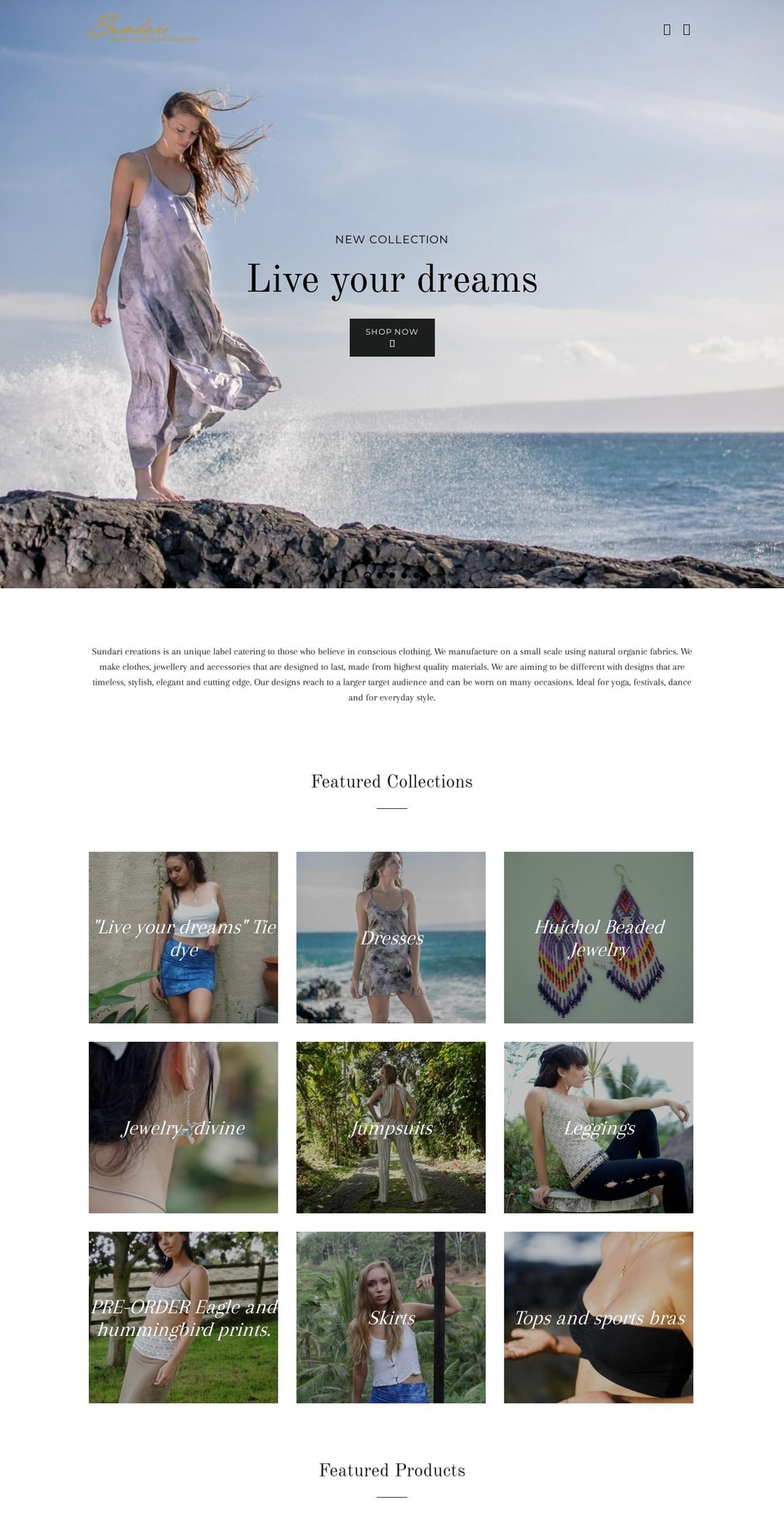 sundaricreations.com shopify website screenshot
