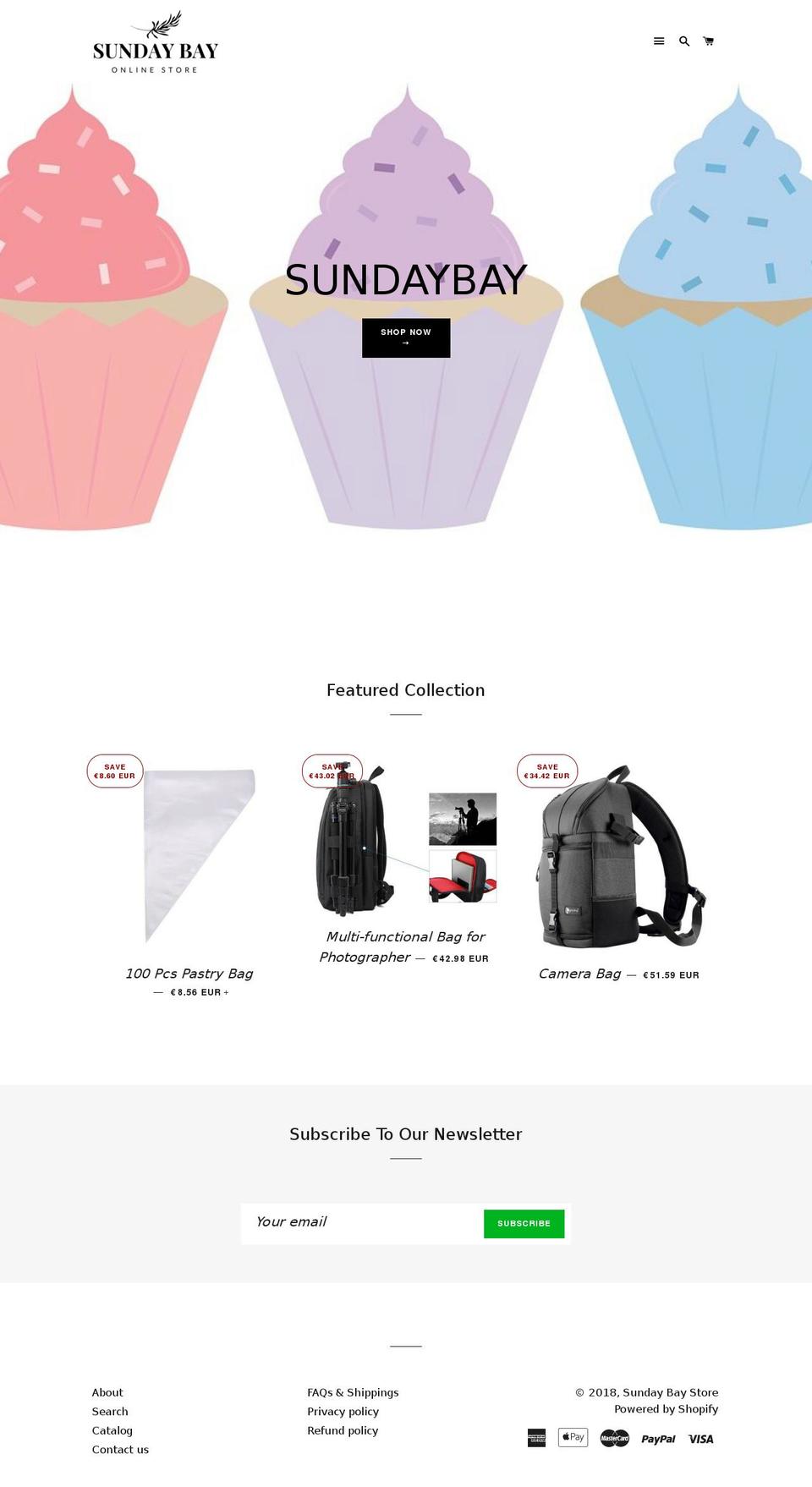 sundaybay.com — Shopify storefront screenshot
