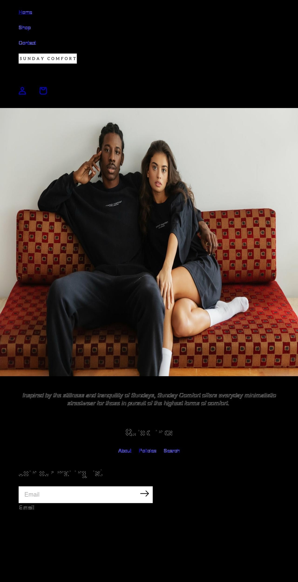 sundaycomfort.com shopify website screenshot