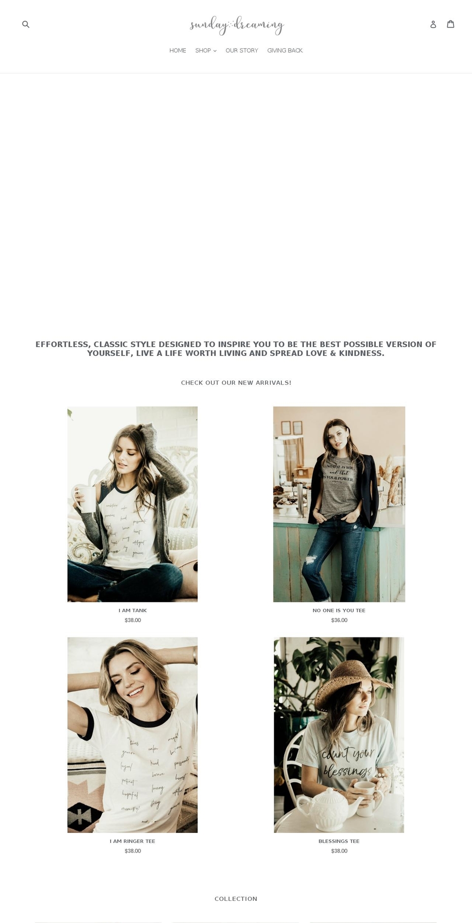 sundaydreaming.net shopify website screenshot