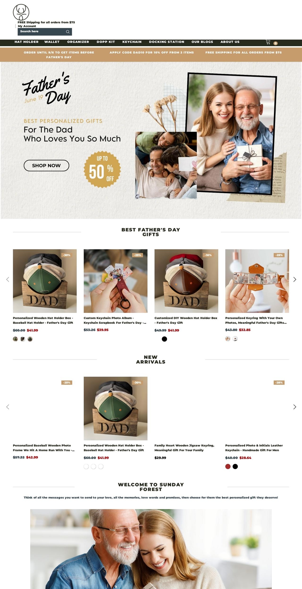Gifts Shopify theme site example sundayforest.com