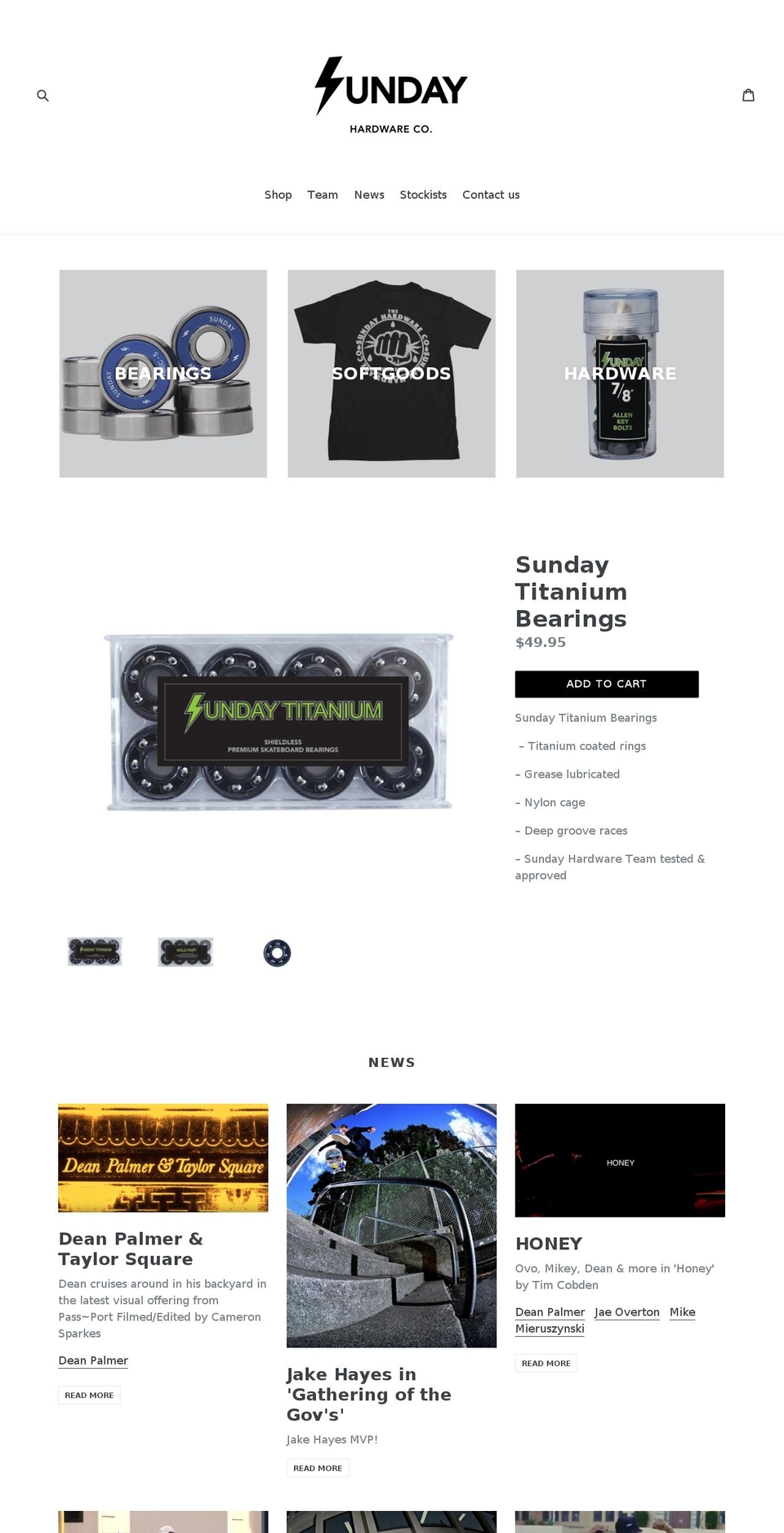 sundayhardware.com shopify website screenshot