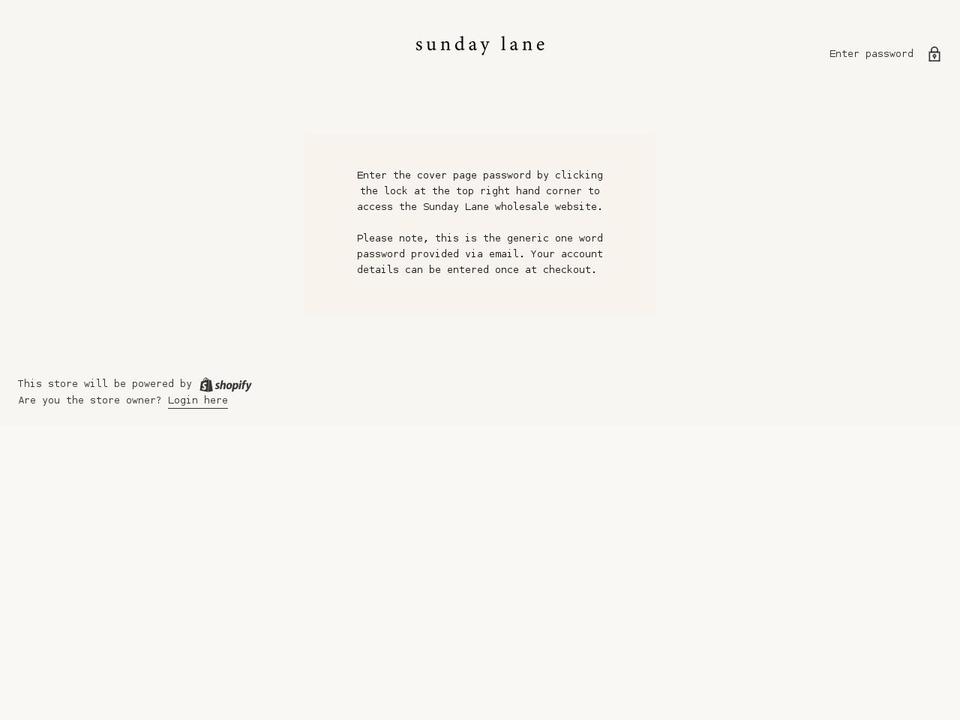 sundaylanewholesale.com.au shopify website screenshot