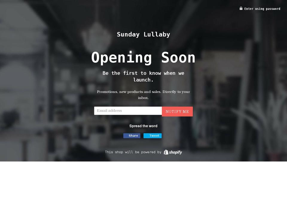 sundaylullaby.com shopify website screenshot