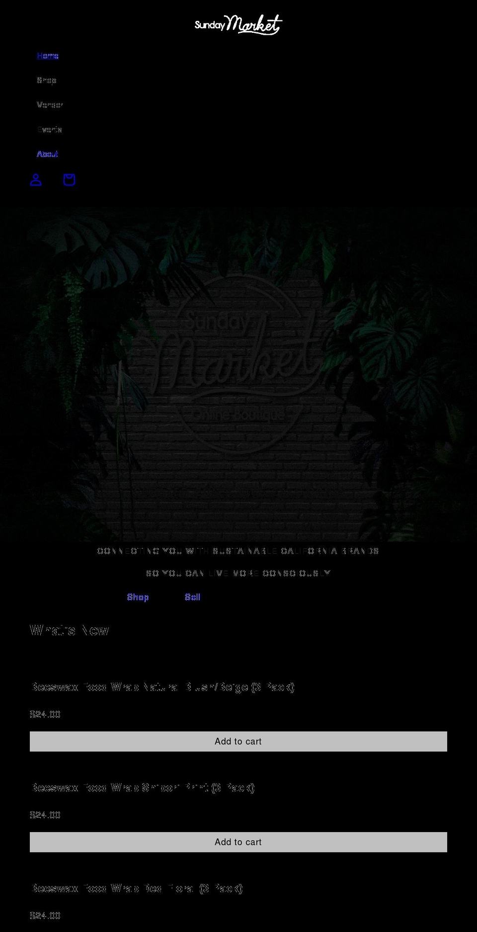 sundaymarket.com shopify website screenshot