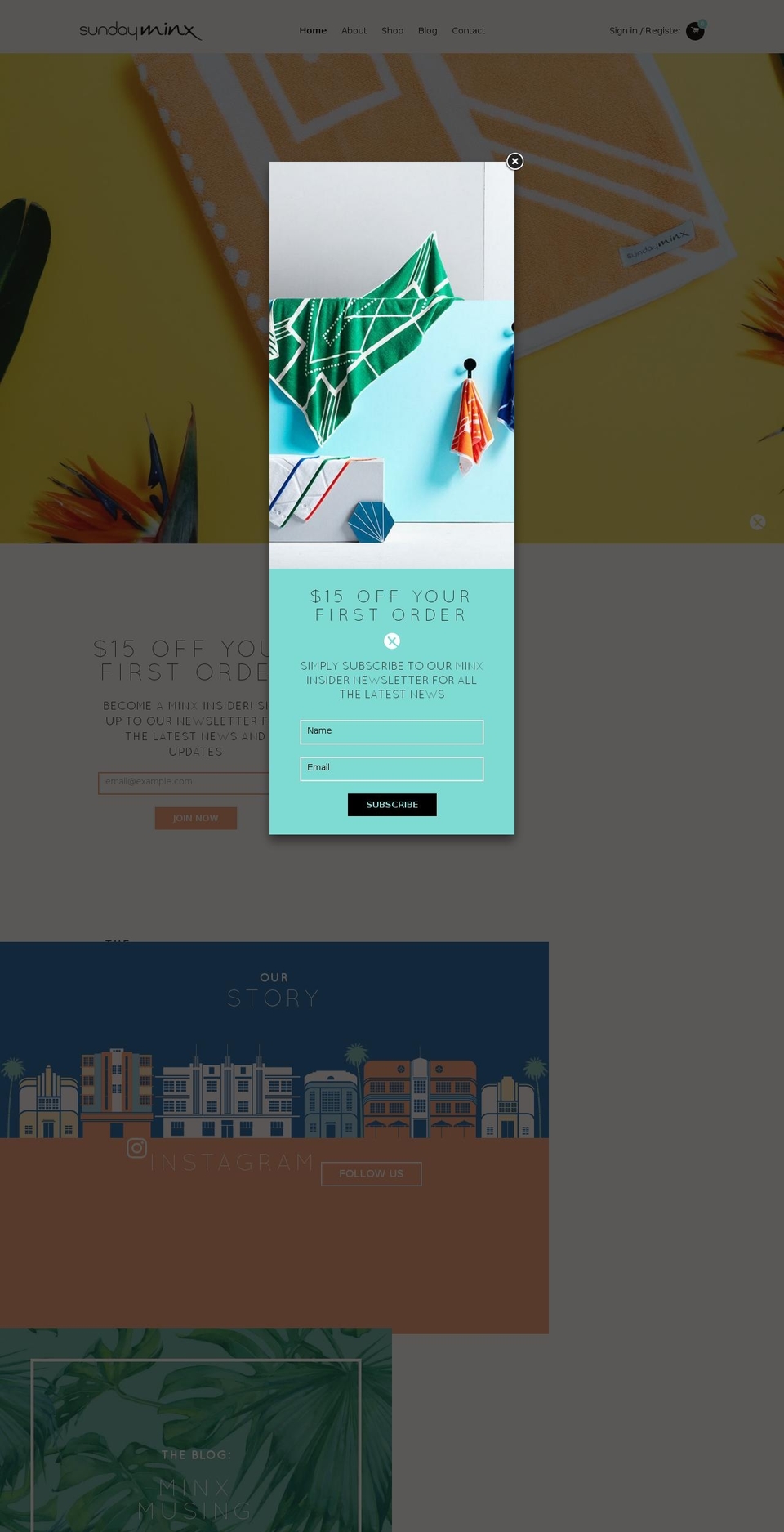 sundayminx.com — Shopify storefront screenshot