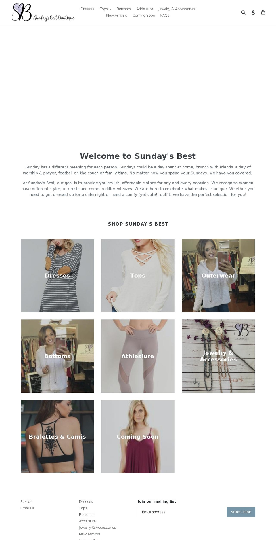 sundaysbestboutique.com shopify website screenshot