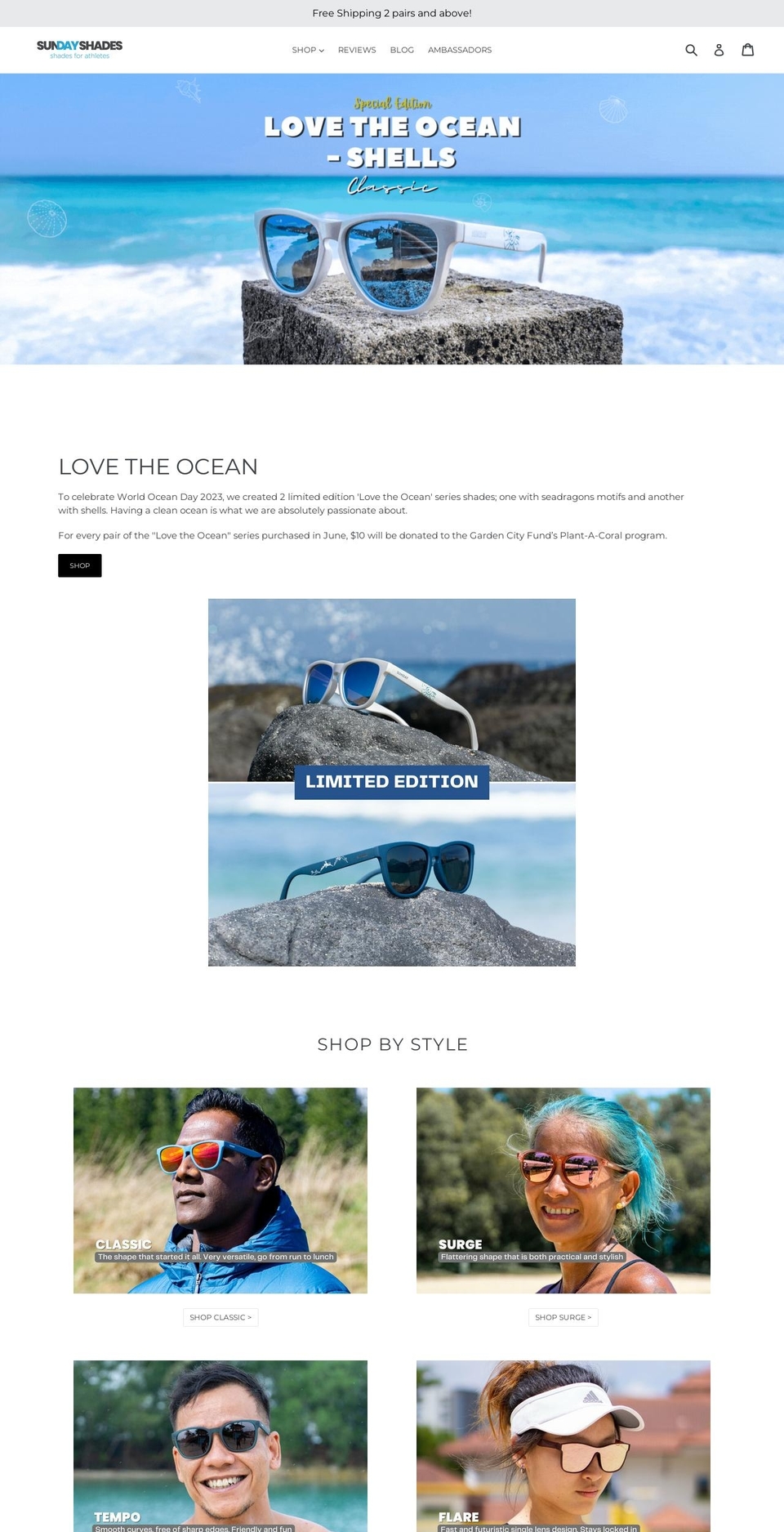 sundayshades.co shopify website screenshot