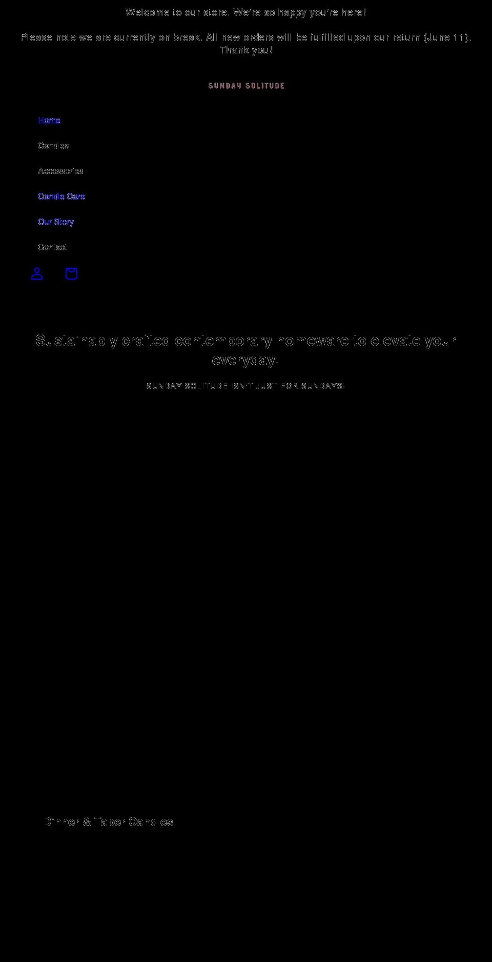 sundaysolitude.com shopify website screenshot