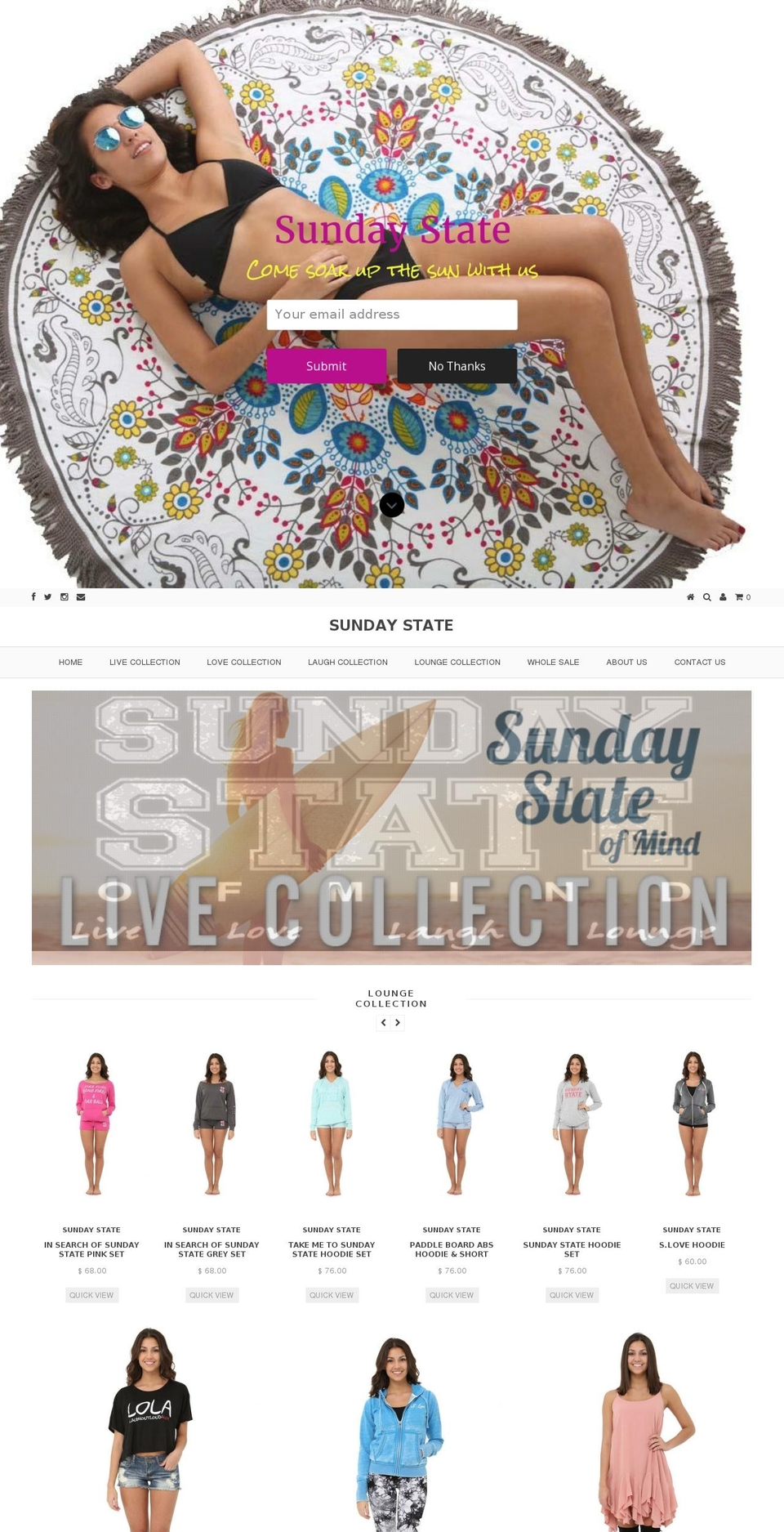 sundaystate.com shopify website screenshot