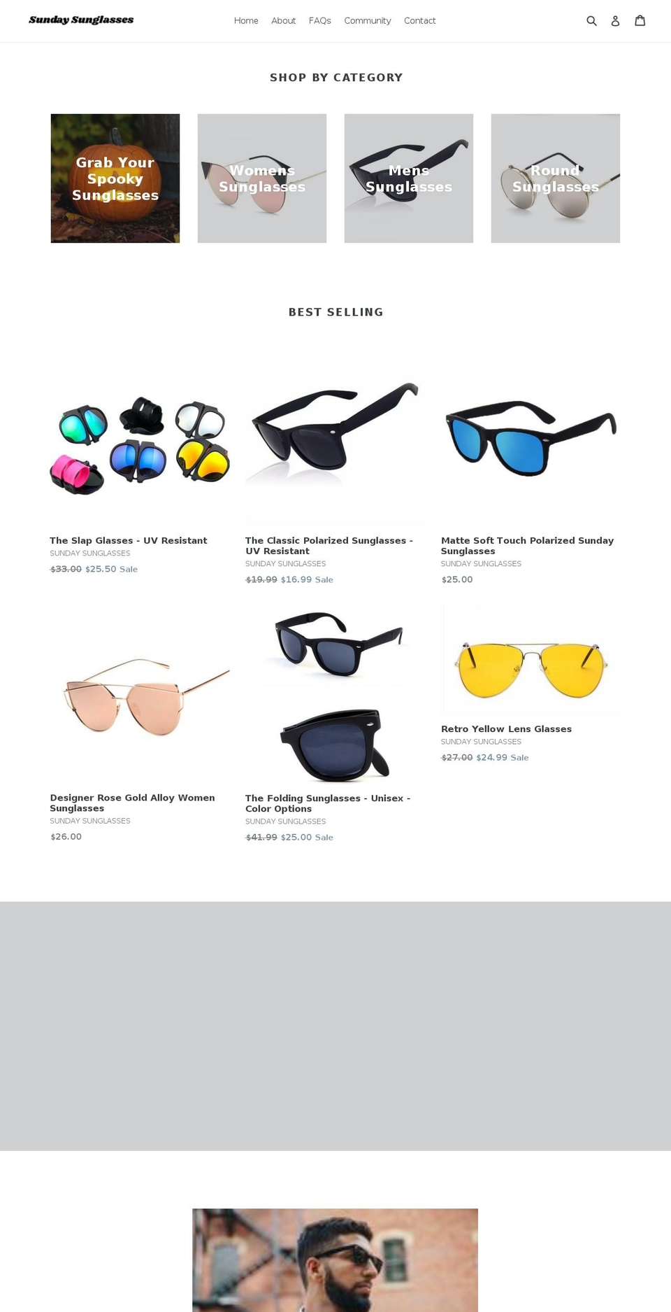 sundaysunglasses.com — Shopify storefront screenshot