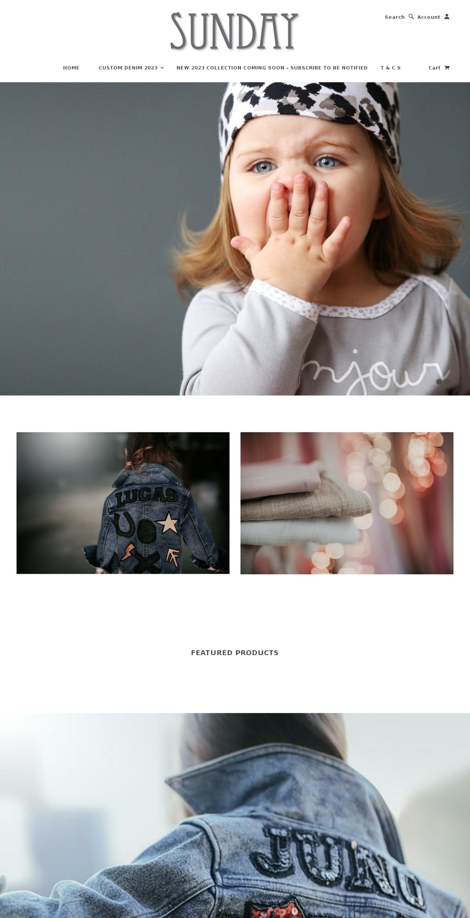 sundaythelabel.myshopify.com shopify website screenshot