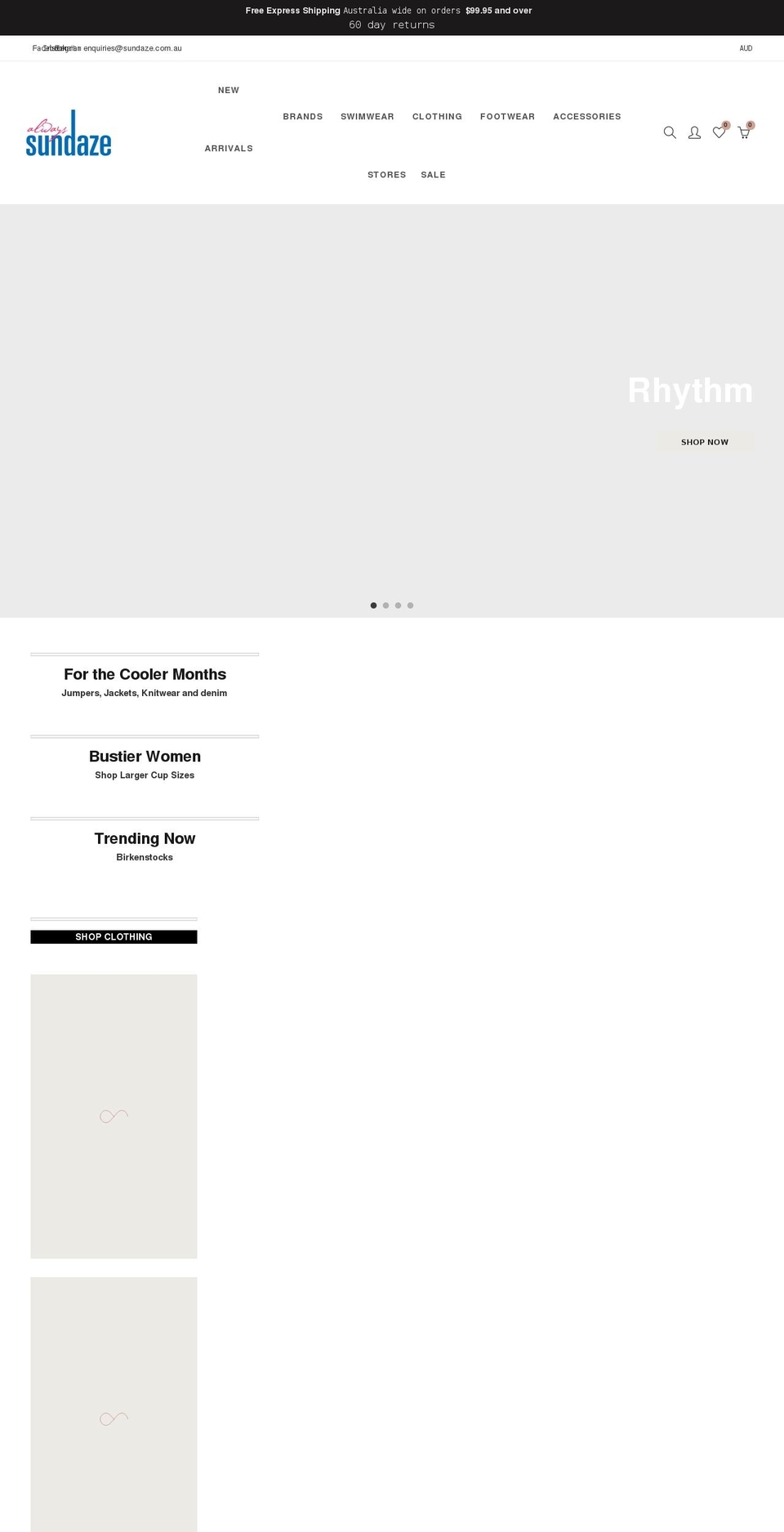 sundaze.com.au shopify website screenshot