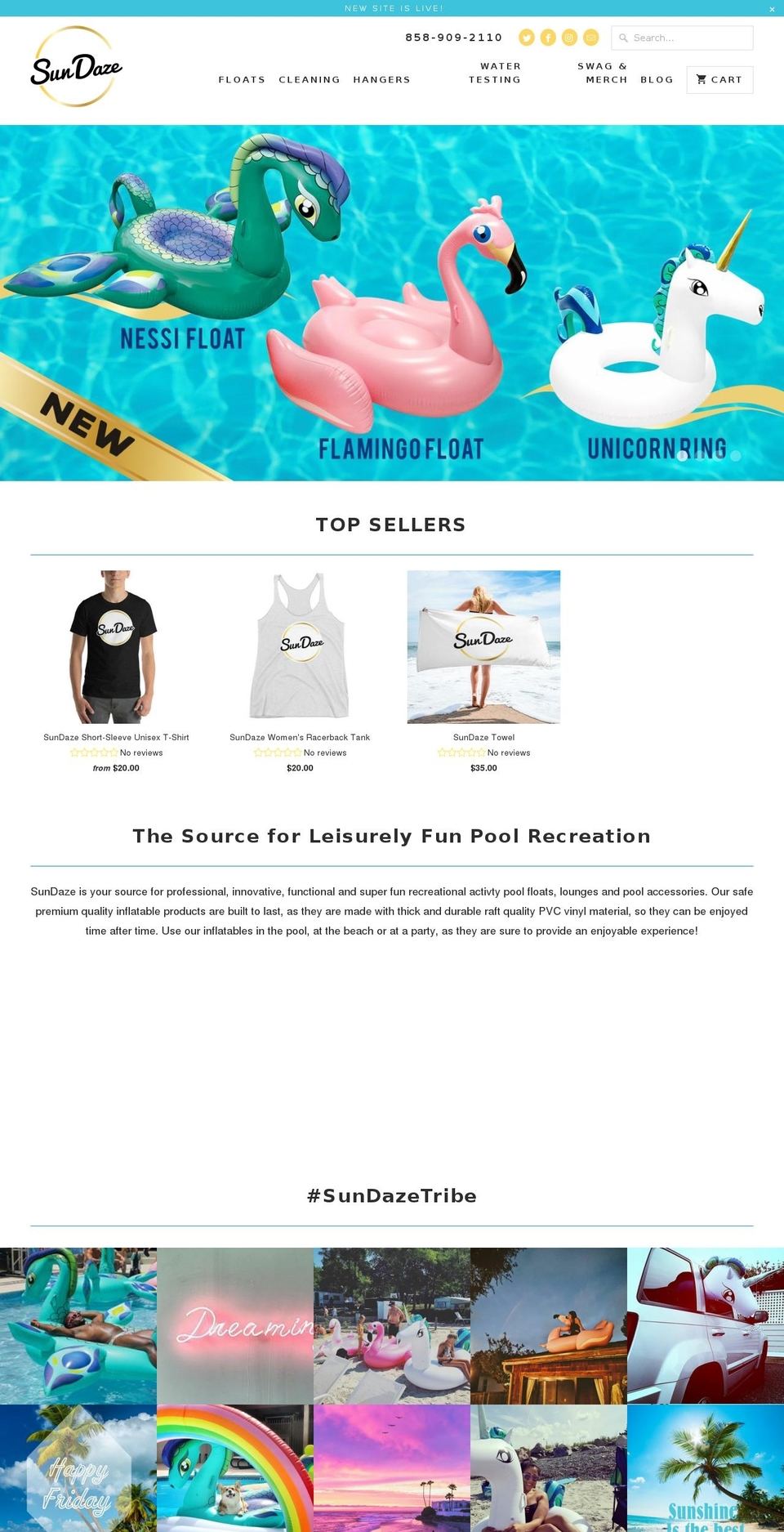 sundazefloats.com shopify website screenshot