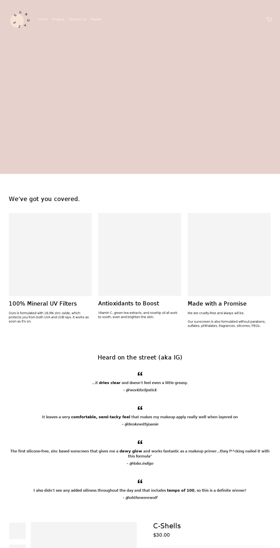 sundazeskincare.com shopify website screenshot
