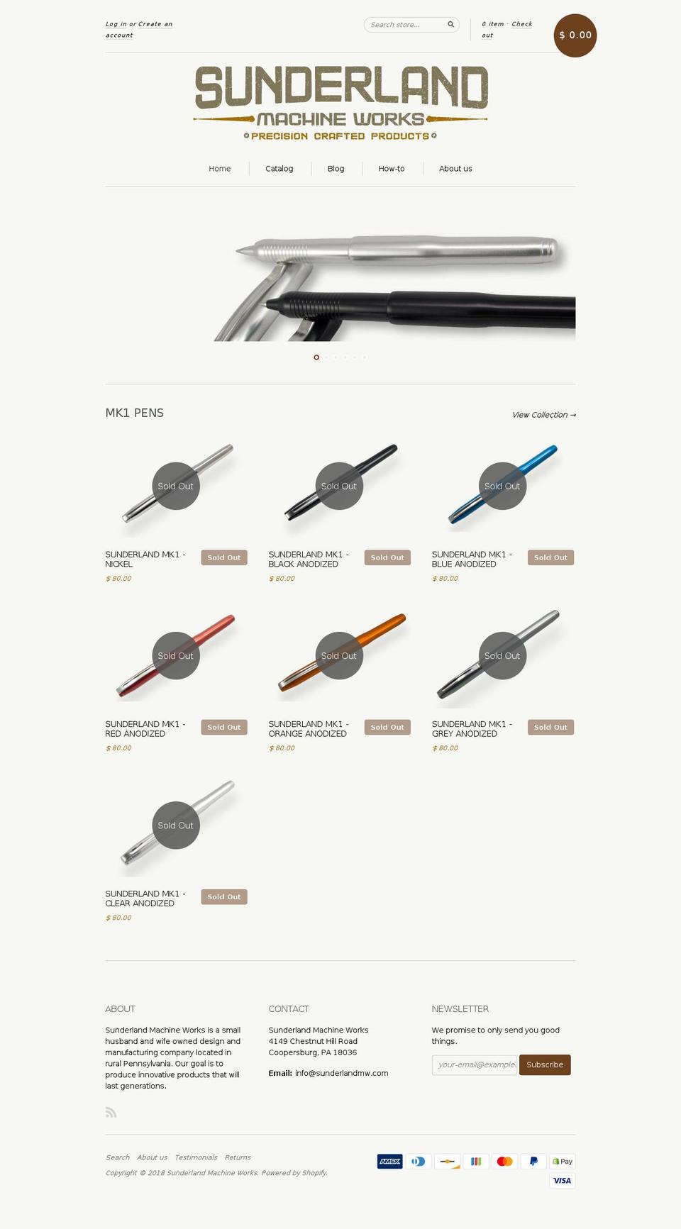 sunderlandmachineworks.com shopify website screenshot