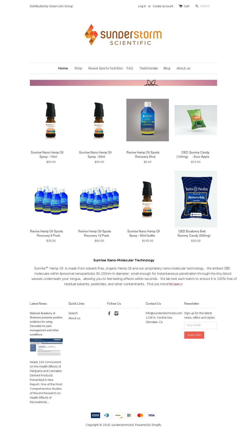 sunderstormcbd.com shopify website screenshot