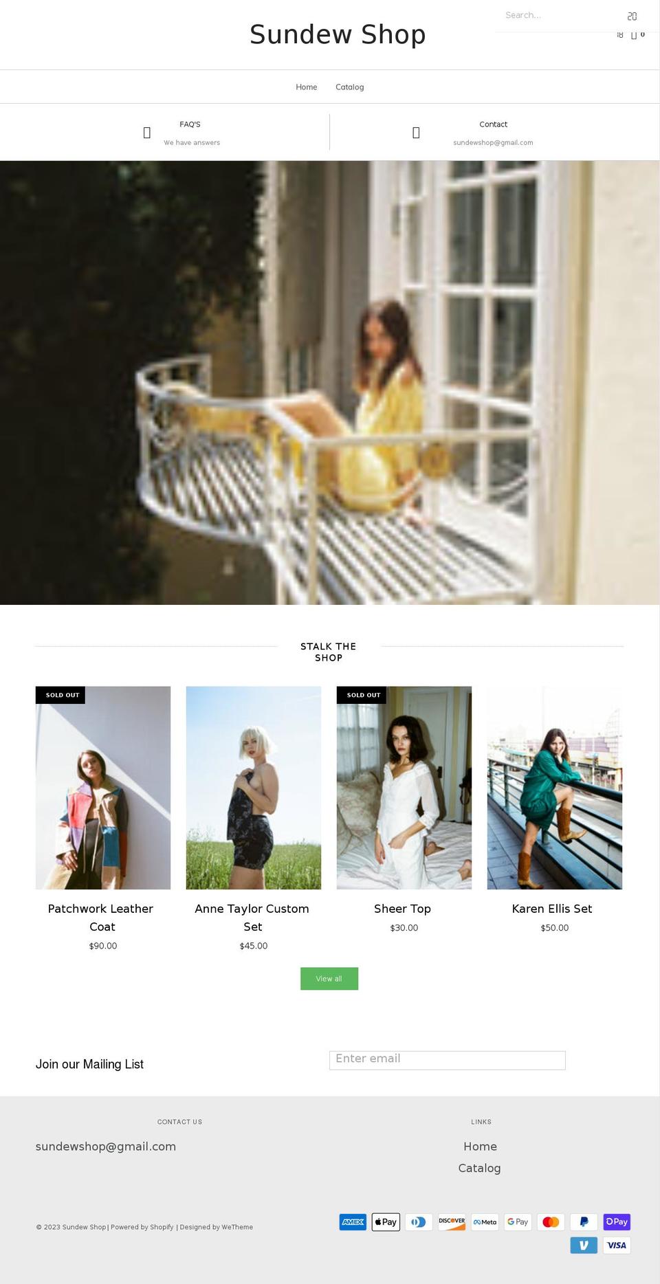 sundewshop.com — Shopify storefront screenshot