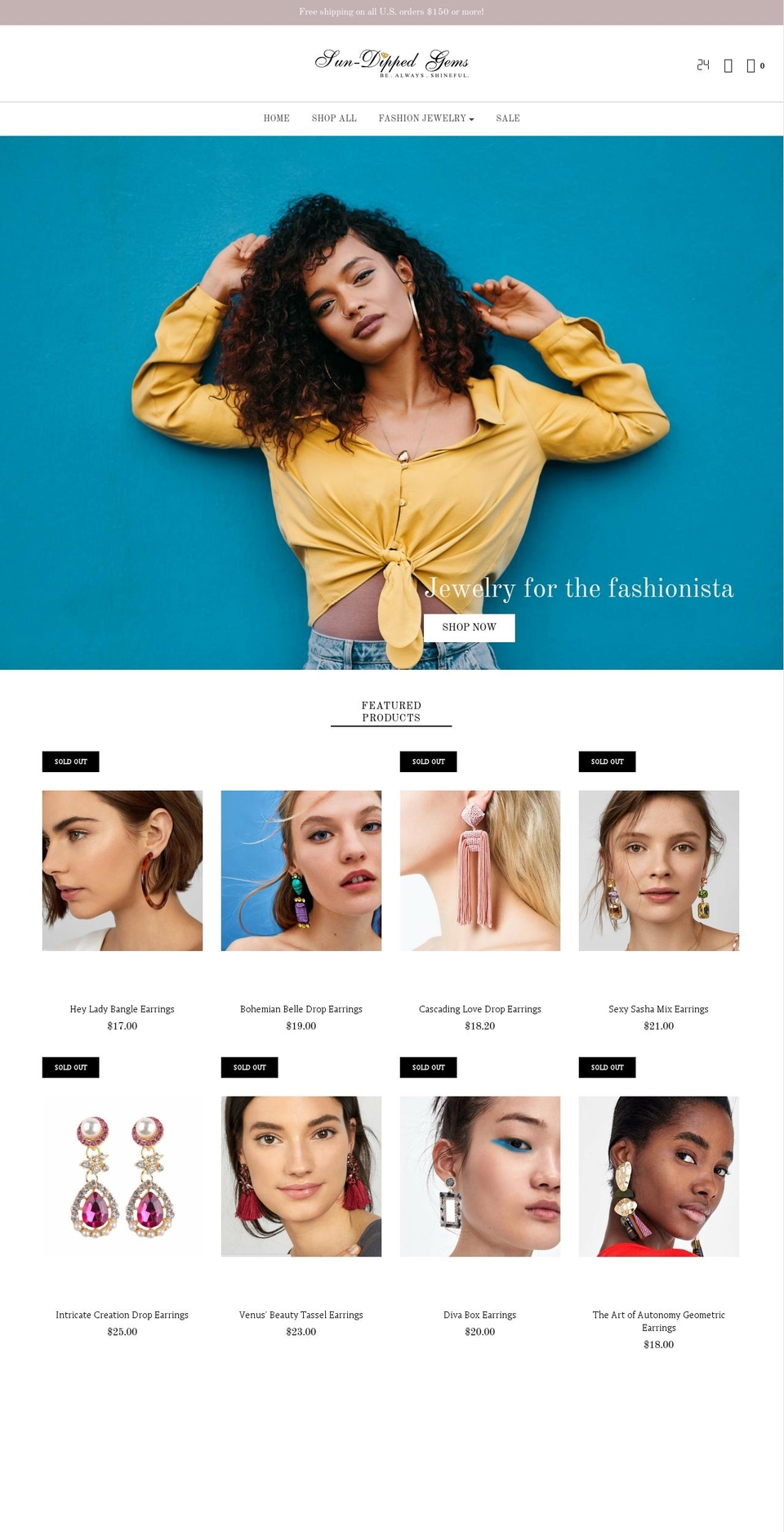 sundippedgems.com shopify website screenshot