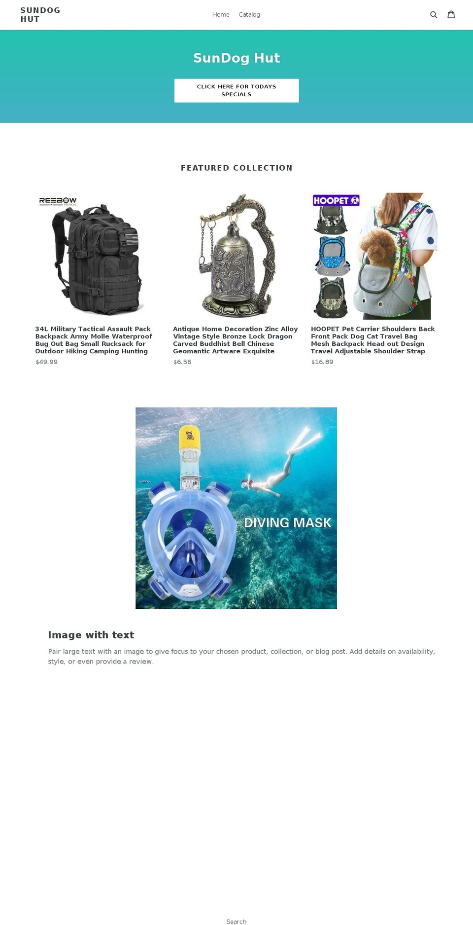 sundoghut.com shopify website screenshot