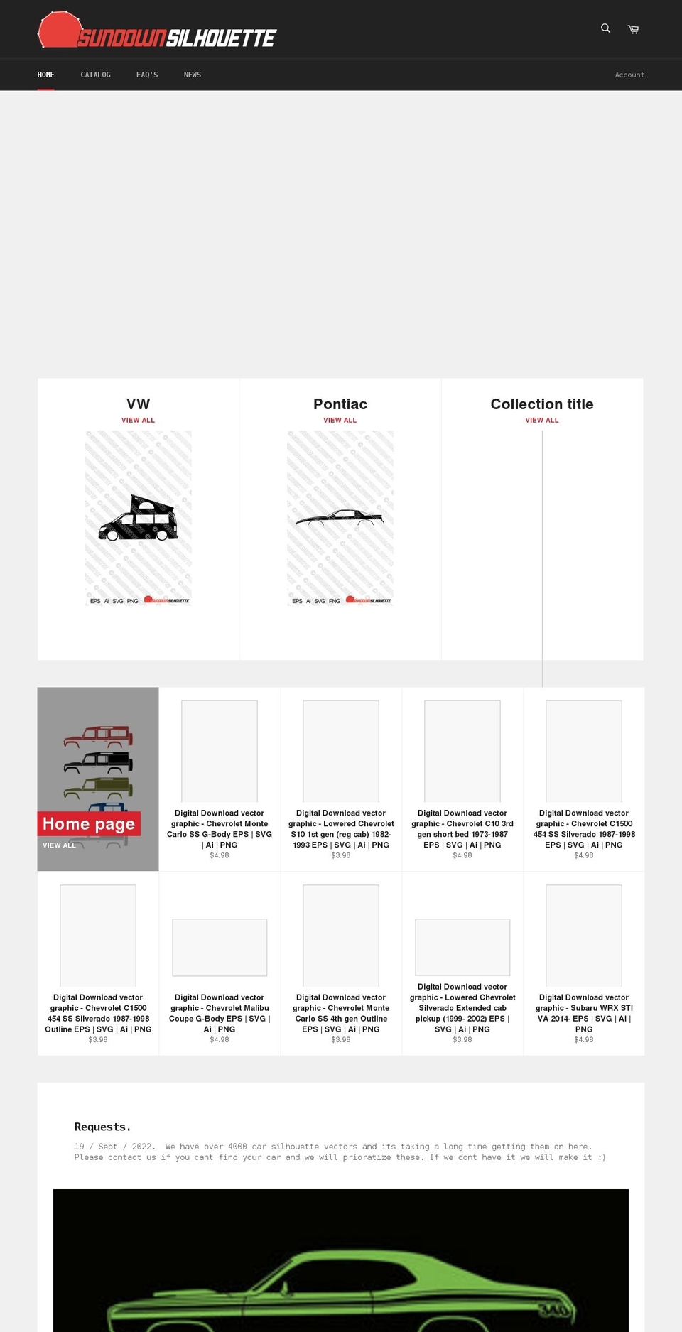 sundownsilhouette.com shopify website screenshot