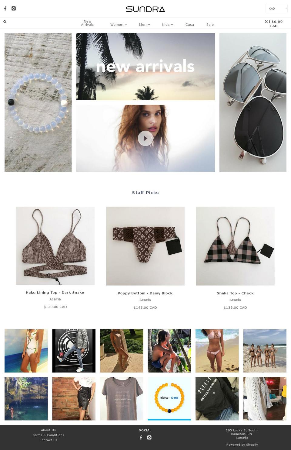 sundra.ca shopify website screenshot