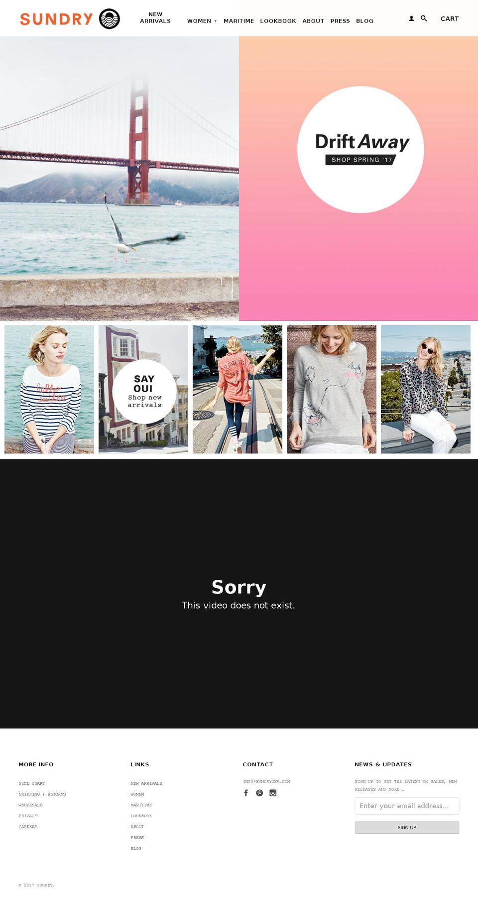 sundryclothing.com shopify website screenshot