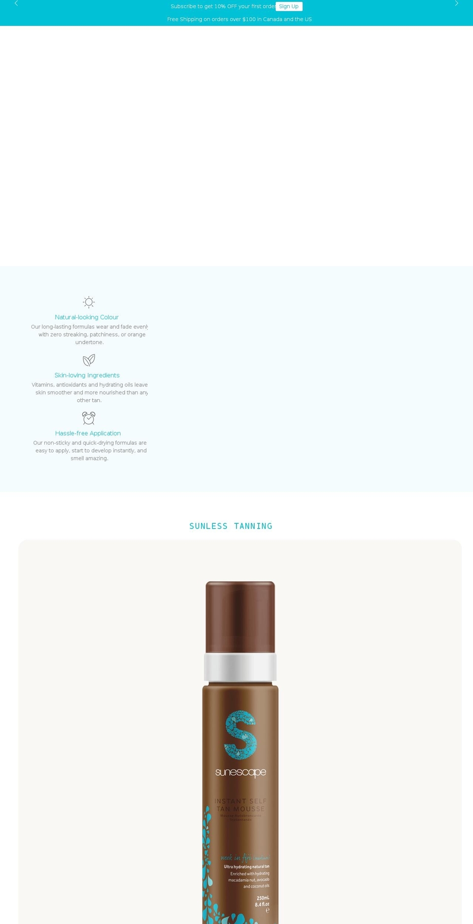 sunescape.ca shopify website screenshot