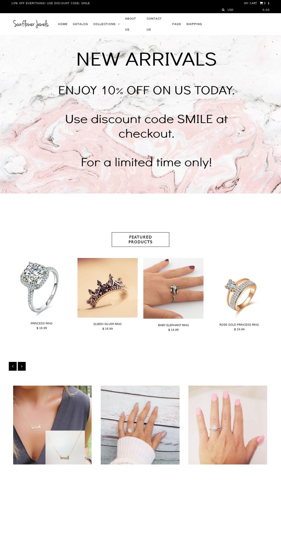 Custom Theme NEW* with Installments message Shopify theme site example sunflowerjewels.com
