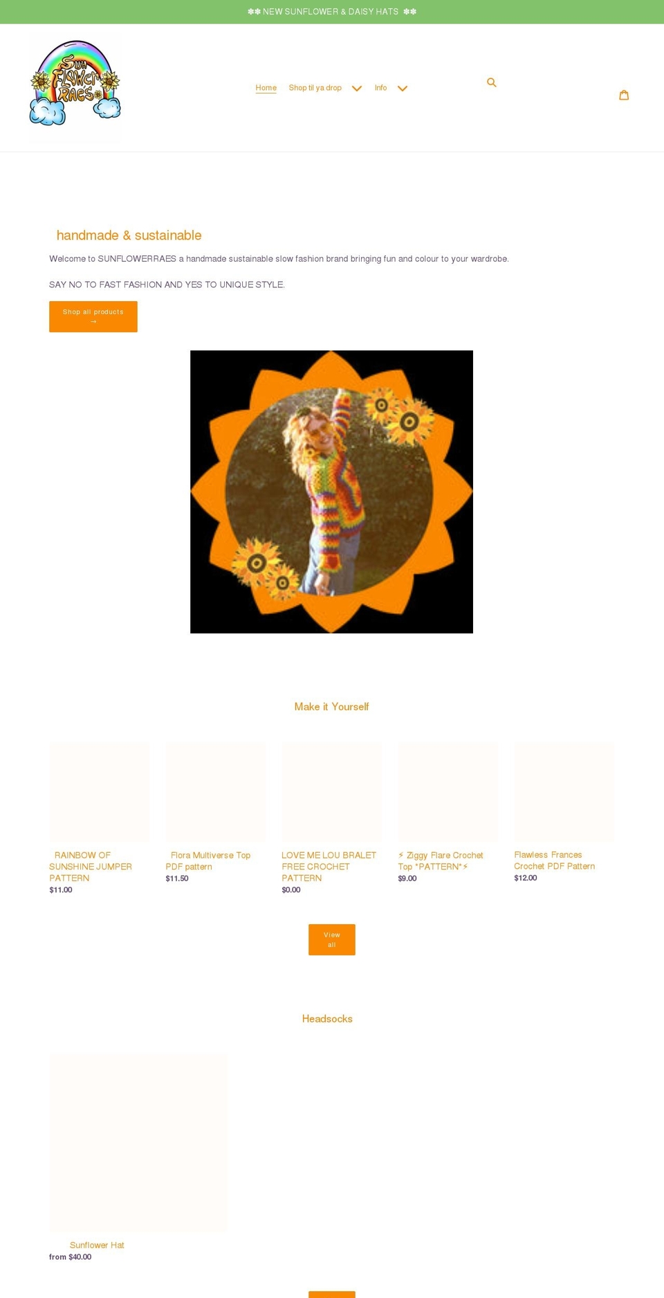 sunflowerraes.com shopify website screenshot