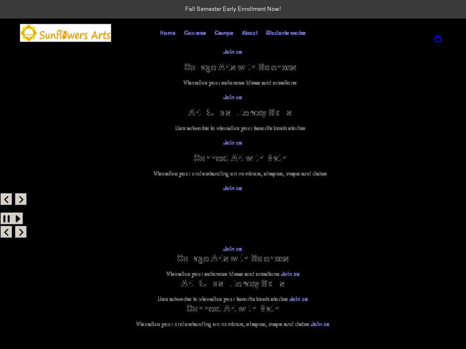 sunflowersarts.com shopify website screenshot