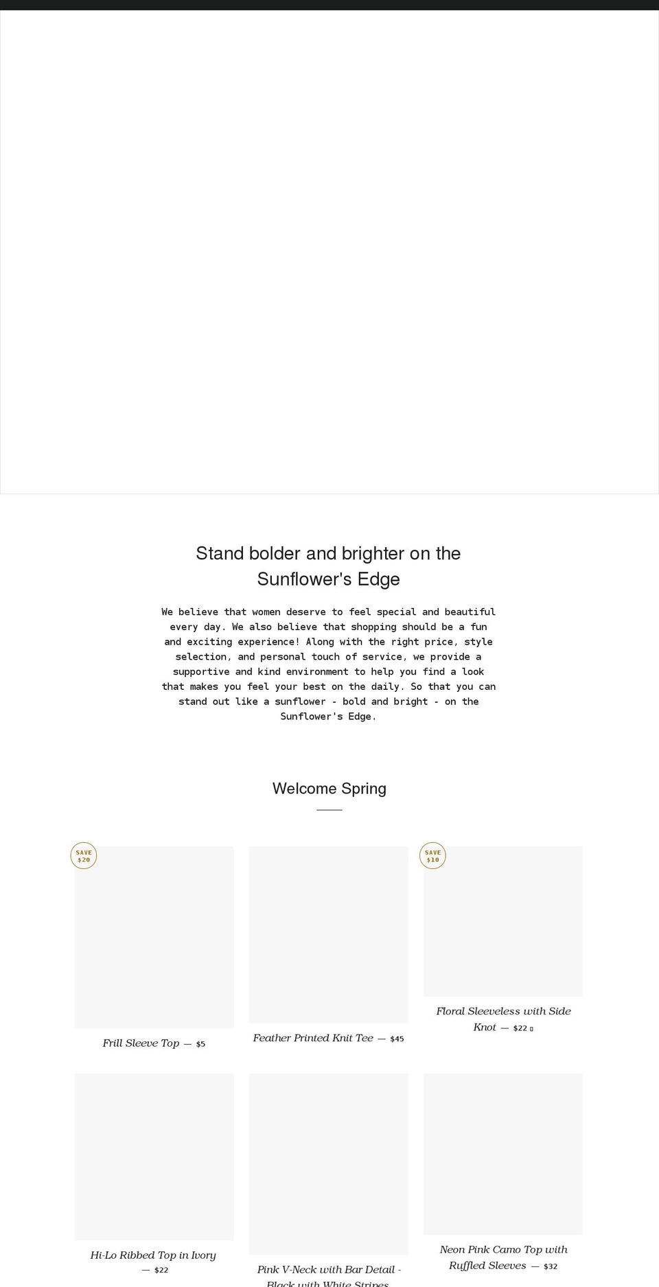 sunflowersedgeboutique.com shopify website screenshot