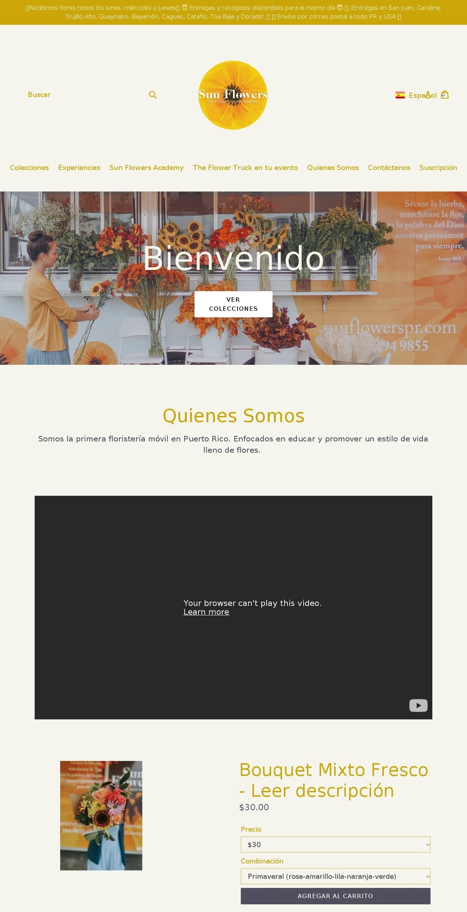 sunflowerspr.com shopify website screenshot