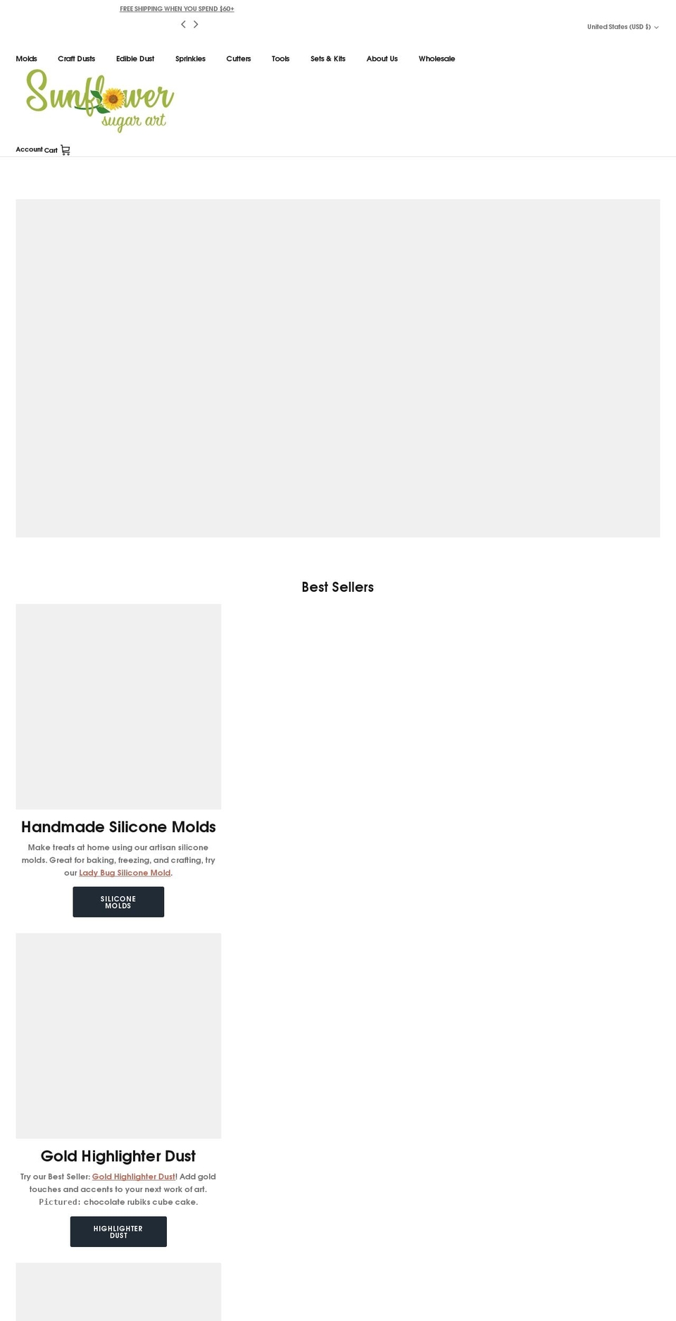 sunflowersugarart.com shopify website screenshot