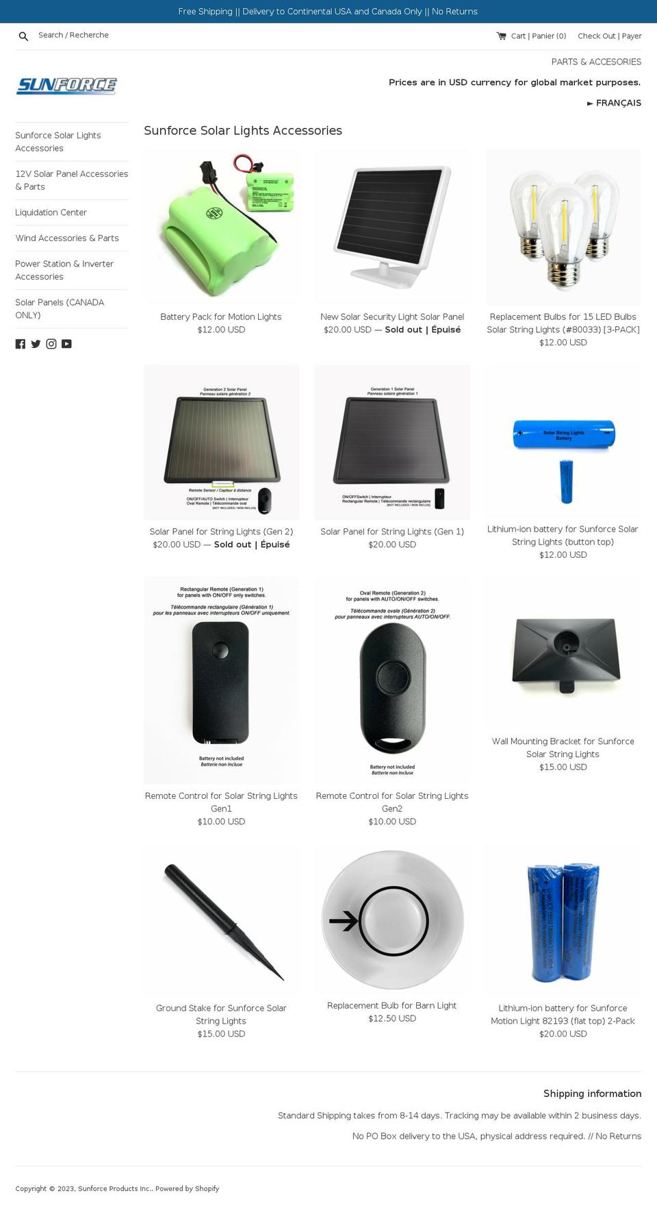 sunforce-products-inc.myshopify.com shopify website screenshot
