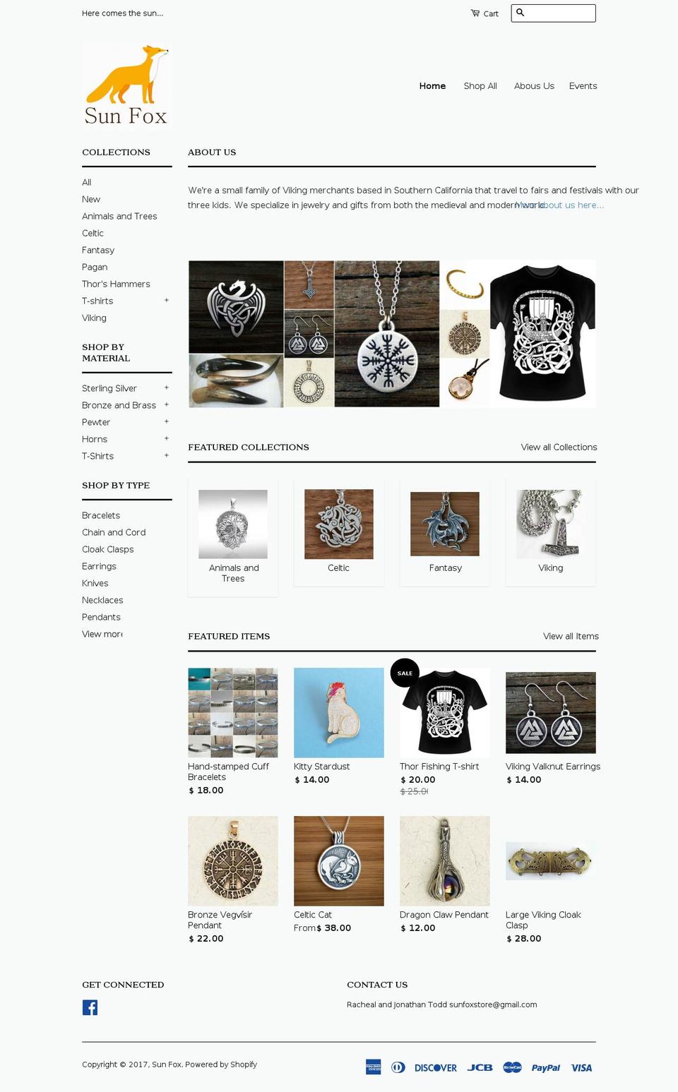 sunfoxstore.com shopify website screenshot