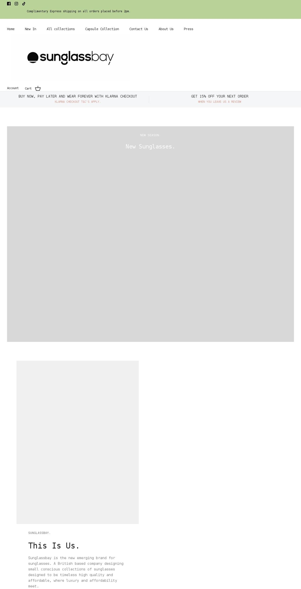 sunglassbay.com shopify website screenshot