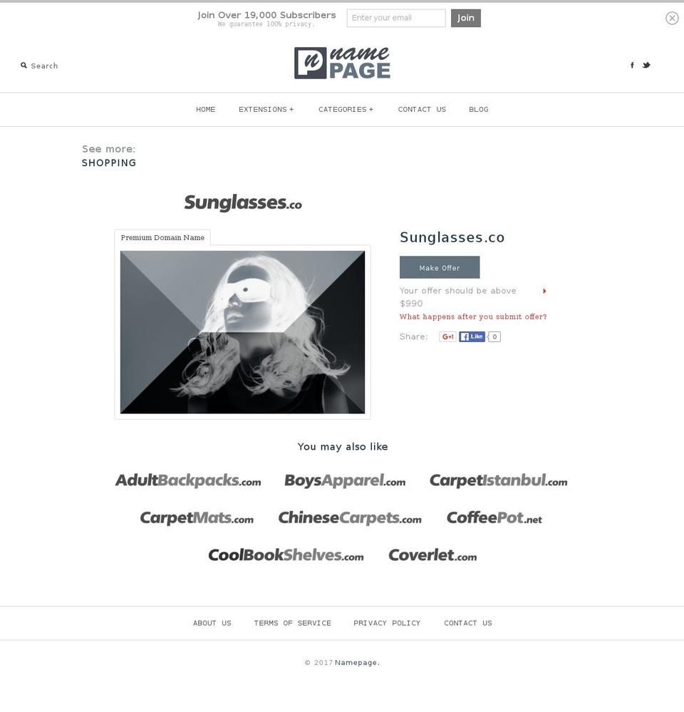 sunglasses.co shopify website screenshot