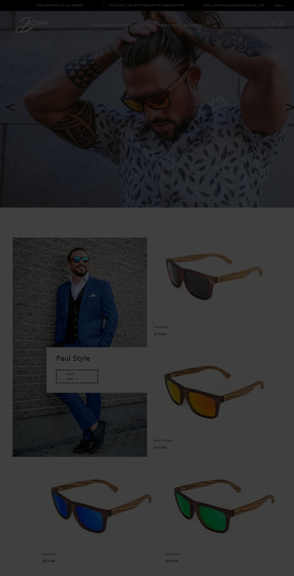 sunglassesbsun.com — Shopify storefront screenshot