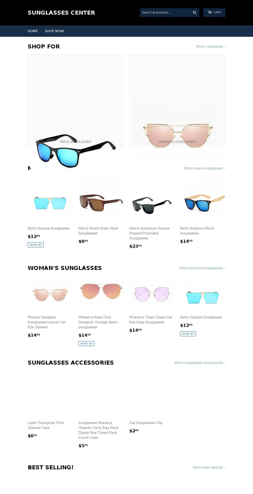 sunglassesc3nter.com — Shopify storefront screenshot