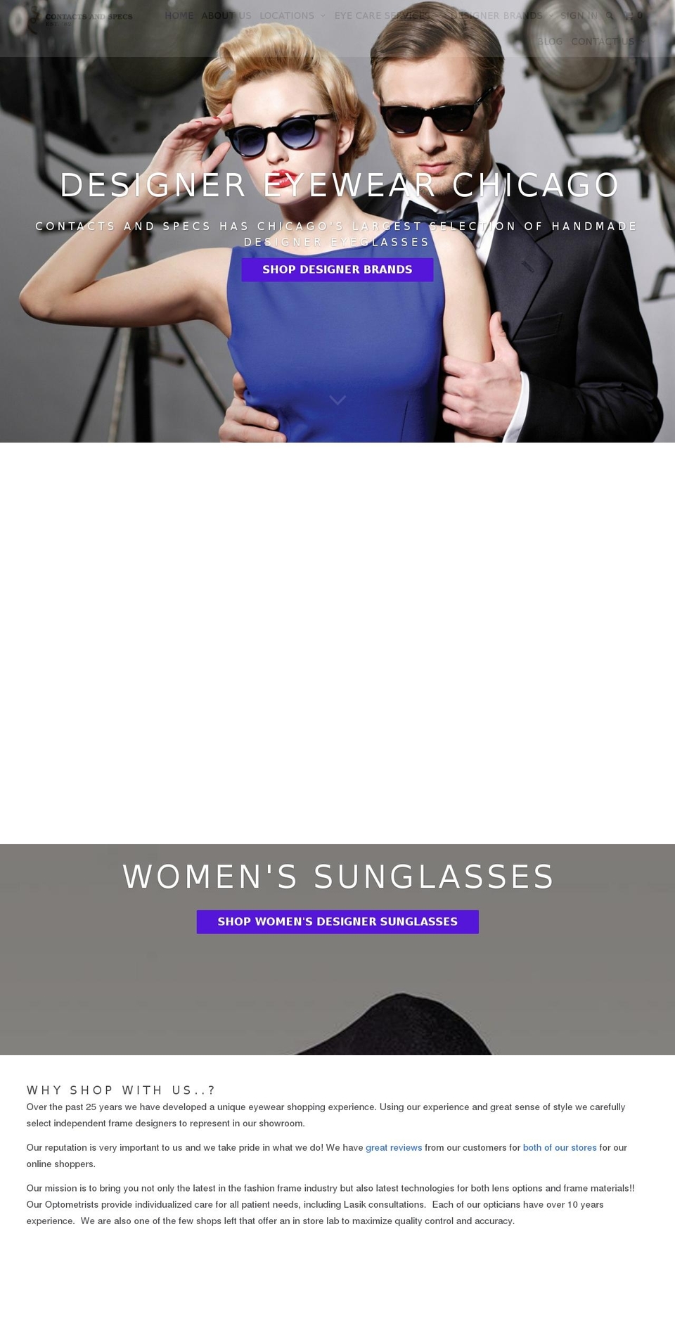 sunglasseschicago.com — Shopify storefront screenshot
