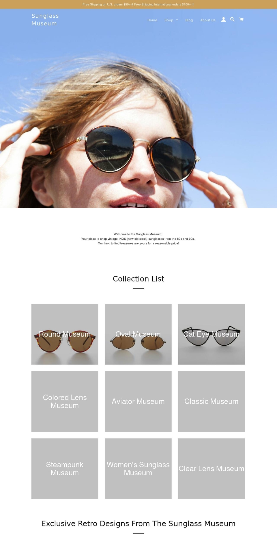 sunglassesmuseum.com — Shopify storefront screenshot
