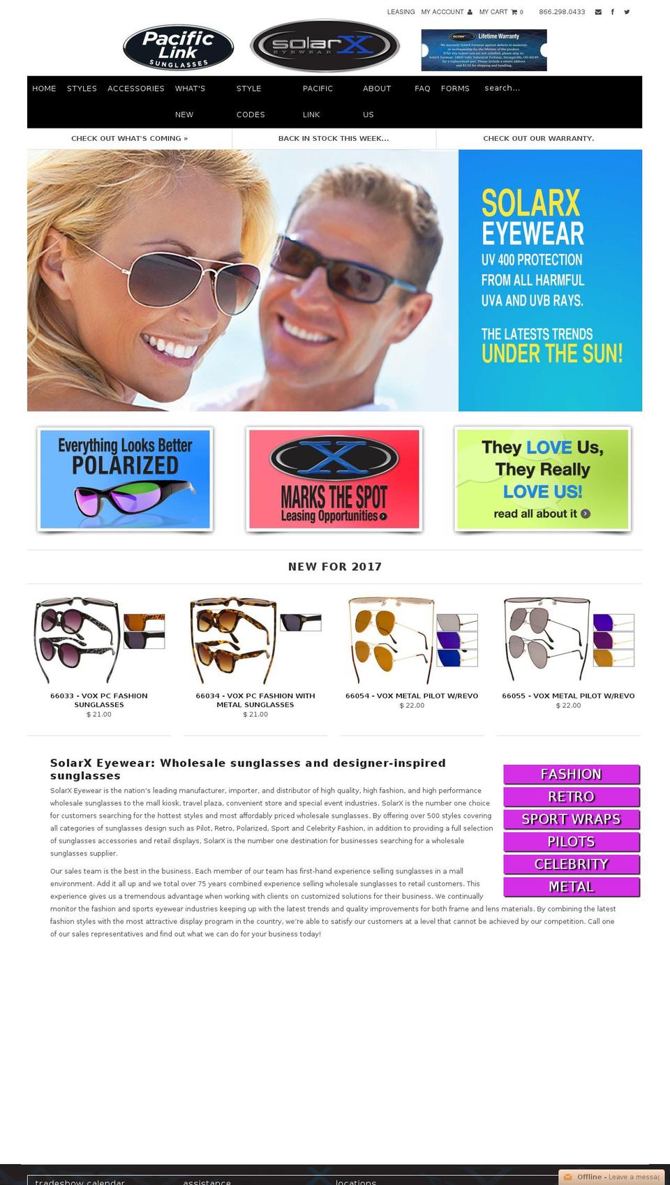 sunglassespacificlink.com shopify website screenshot
