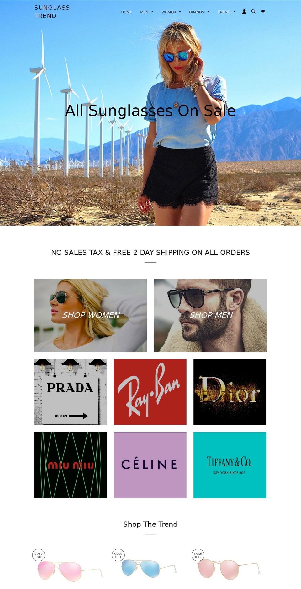 sunglasstrend.com shopify website screenshot