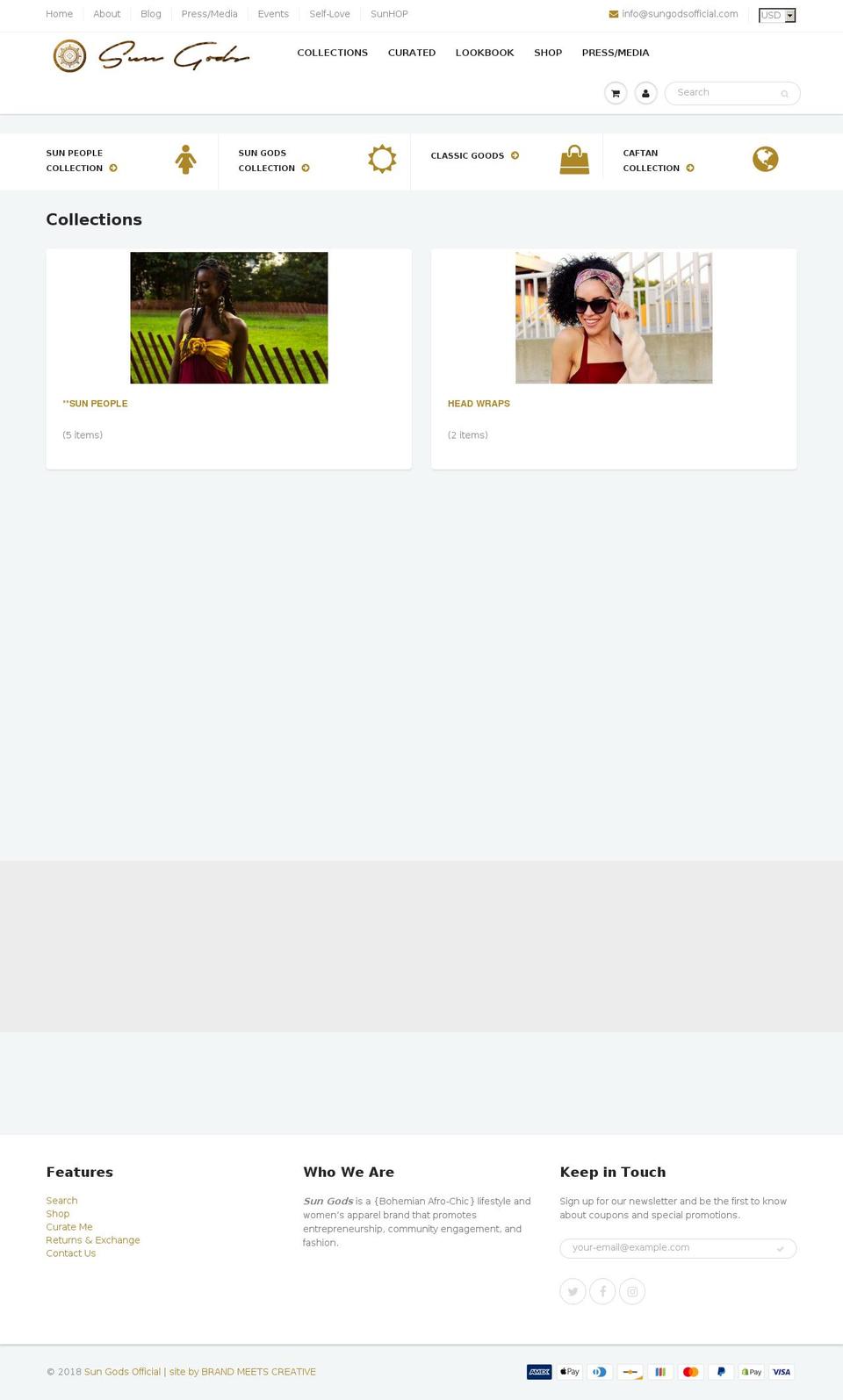 Sun Gods Official Shopify theme site example sungodsofficial.com